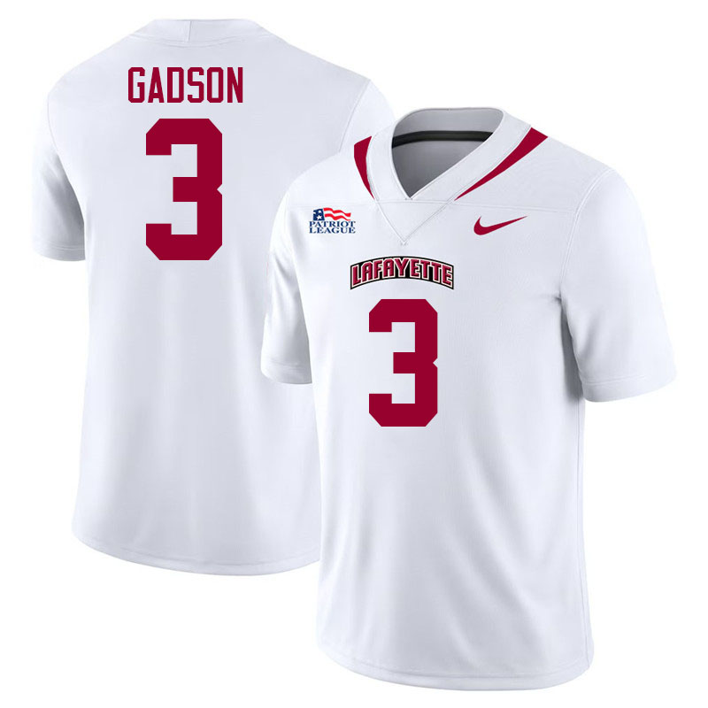 Lafayette Leopards #3 Ryan Gadson College Football Jerseys,Uniforms-White